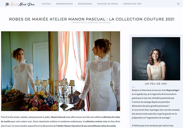 Collection couture Manon Pascual 2021 robe de mariée